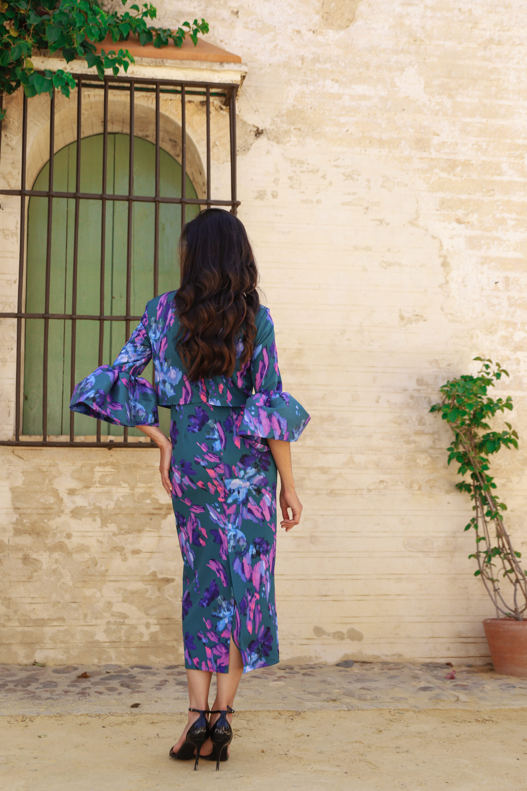 Vestido estampado mangas tafetán - Imagen 2