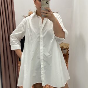 Vestido Camisero Oversize de Algodón con Volumen